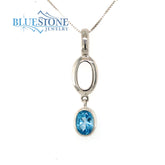 Sterling Silver Pendant w/ Blue Topaz- 18" Chain